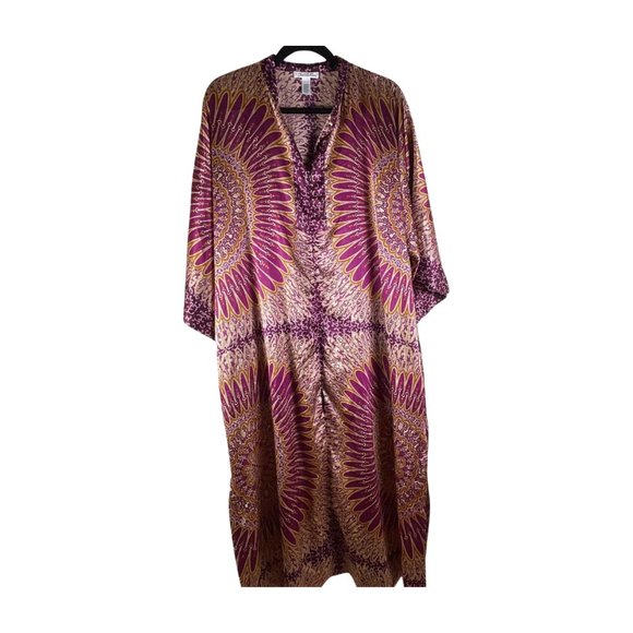 Oscar de la Renta Purple and Gold Kaftan Muumuu Size 1X - Picture 9 of 10